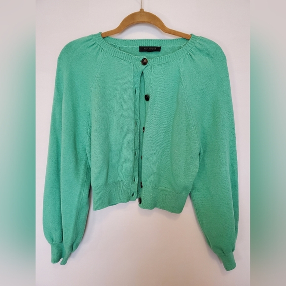 Ann Taylor Green Baloon Sleeve Women's Sweater - Picture 1 of 10